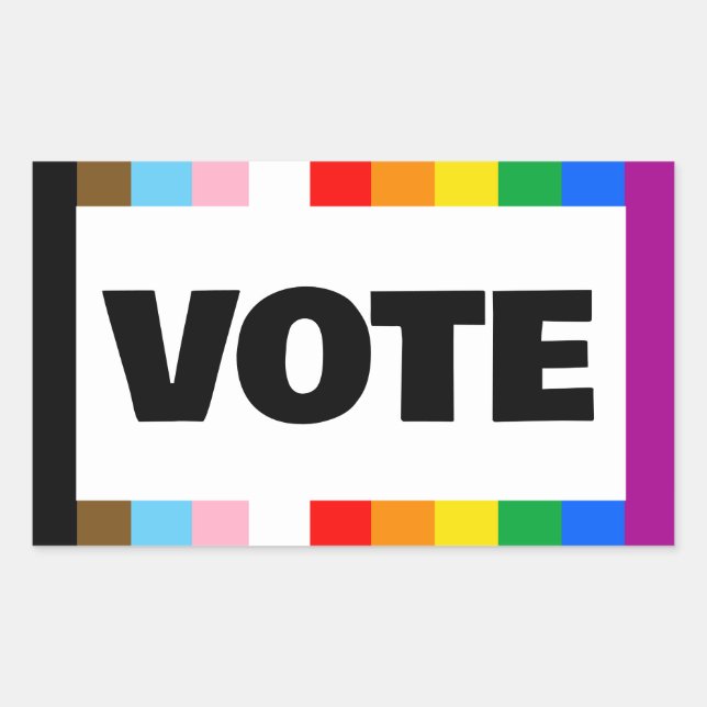 Pegatina Rectangular Votar por los derechos LGBTQ+ (Anverso)