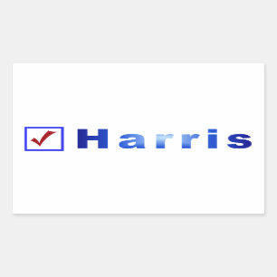 Pegatina Rectangular Votar por los Pegatinas de Harris Red Check in Blu