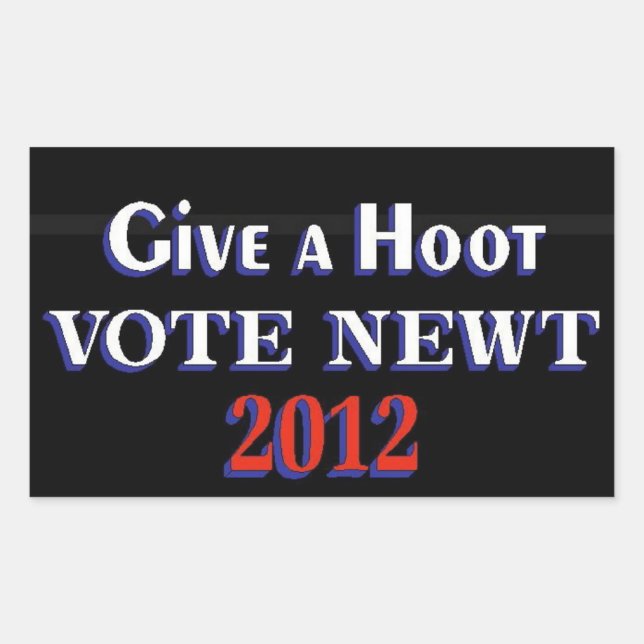 Pegatina Rectangular Vote Newt 2012 GAH (Anverso)