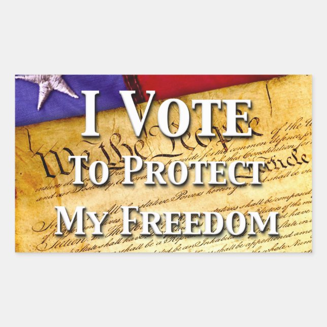 Pegatina Rectangular Voto Para Proteger Mi Libertad (Anverso)