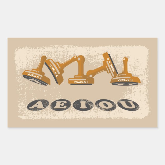 Pegatina Rectangular Vowels AEIOU Gramática en inglés (Anverso)