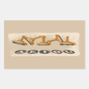 Pegatina Rectangular Vowels AEIOU Gramática en inglés