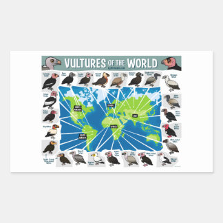 Pegatina Rectangular Vulturas del Mapa Mundial