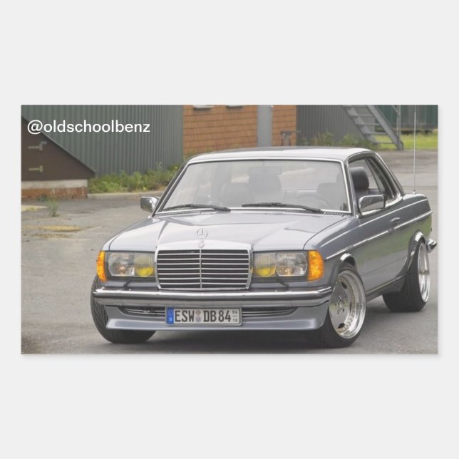 Pegatina Rectangular W123 C123 Coupe Mercedes Benz (Anverso)