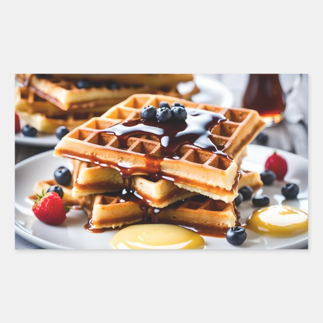 Pegatina Rectangular Waffles (Anverso)