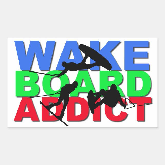 Pegatina Rectangular Wakeboard Addict (Anverso)