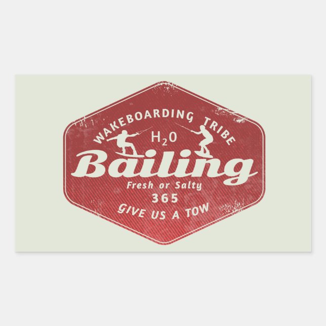 Pegatina Rectangular Wakeboarding Wakeboarder (Anverso)