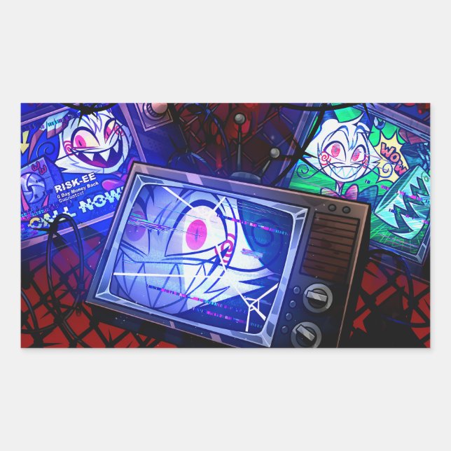 Pegatina Rectangular Wally Wackford Halloween Slasher | Helluva Boss |  (Anverso)