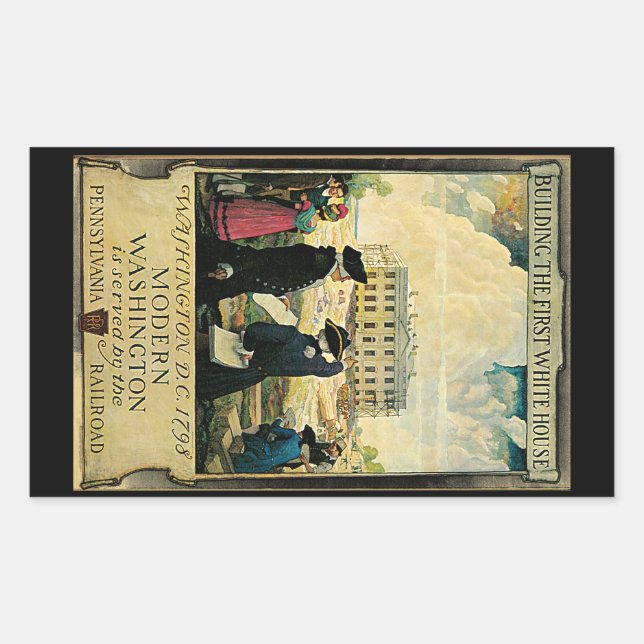 Pegatina Rectangular Washington moderno (Anverso)