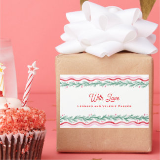 Pegatina Rectangular Watercolor Wavy Holiday Garland Frame