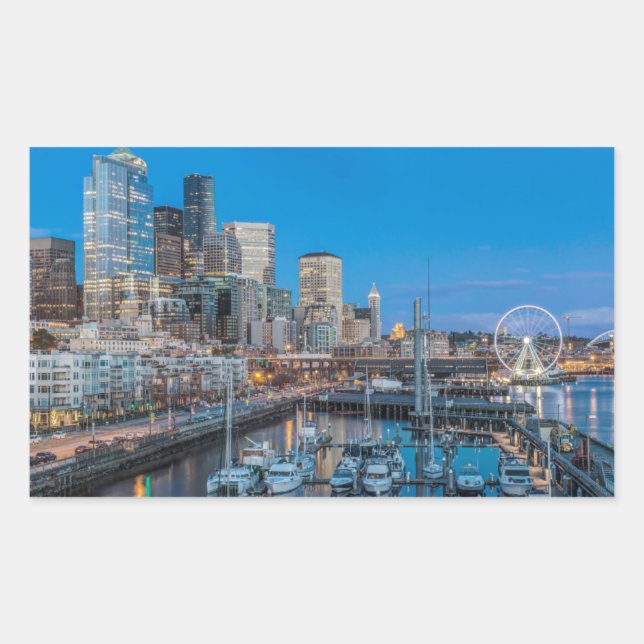 Pegatina Rectangular Waterfront y Downtown (Anverso)