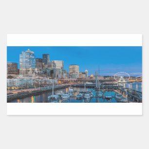 Pegatina Rectangular Waterfront y Downtown