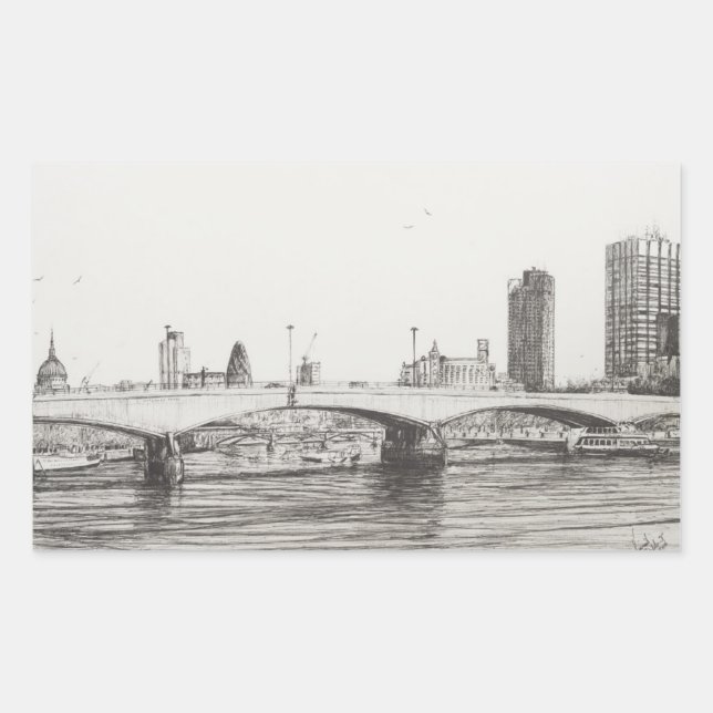 Pegatina Rectangular Waterloo Bridge London. 31/10/2006 (Anverso)