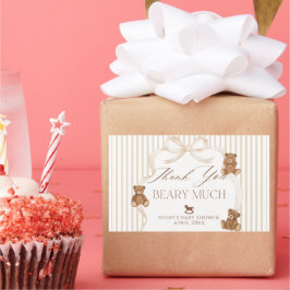 Pegatina Rectangular We Can Bearly Wait Elegant Baby Shower