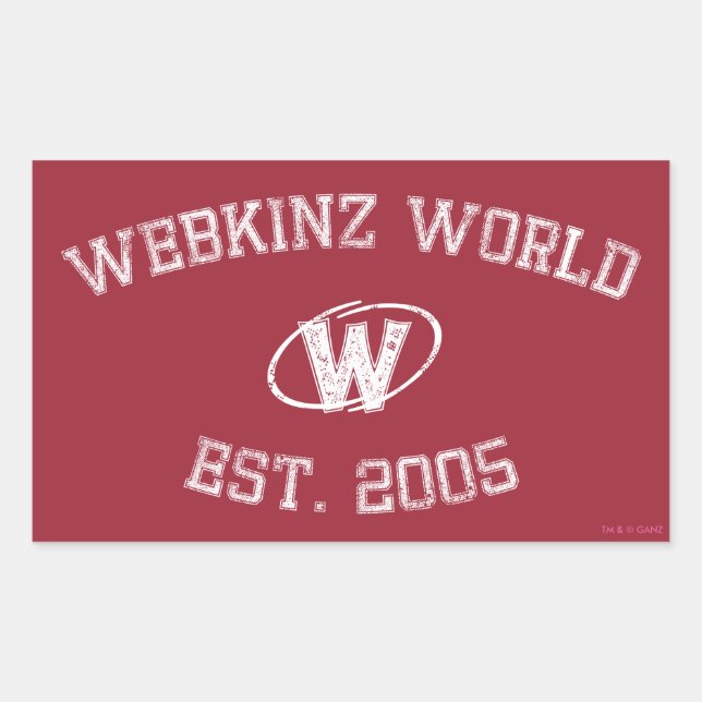 Pegatina Rectangular Webkinz World Est. 2005 (Anverso)