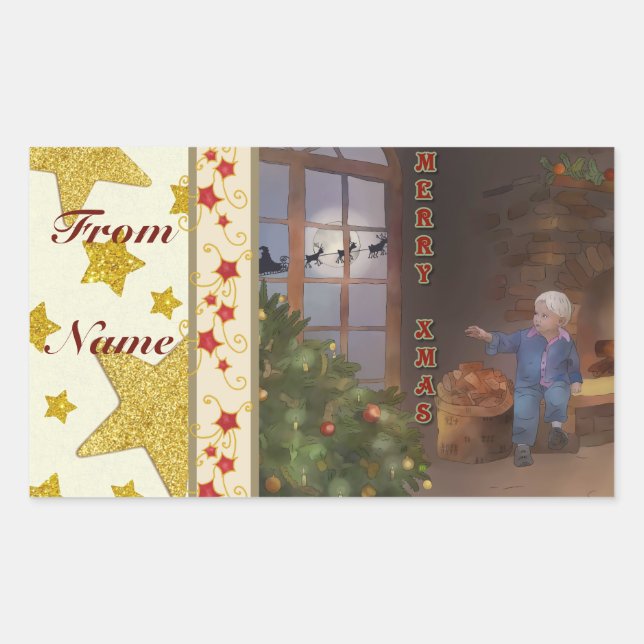 Pegatina Rectangular Weihnachtsschlitten  (Anverso)