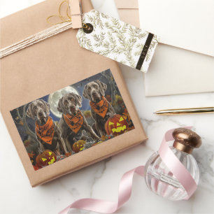 Pegatina Rectangular Weimaraner Halloween Spooky