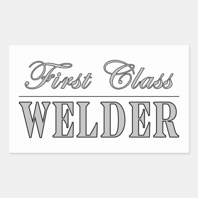 Pegatina Rectangular Welders elegantes : Soldador de primera clase (Anverso)