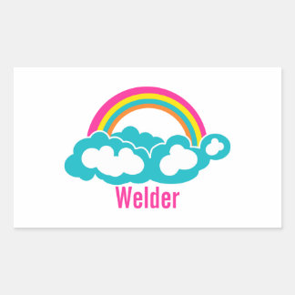Pegatina Rectangular Wellador de nubes arcoiris