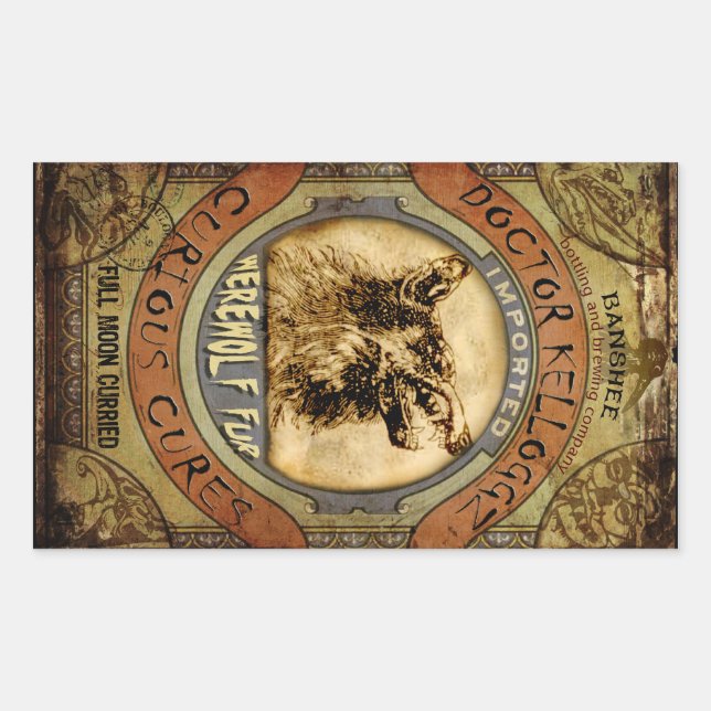 Pegatina Rectangular Werewolf Fur (Anverso)