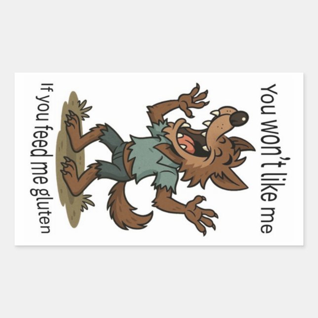 Pegatina Rectangular Werewolf gluten sticker (Anverso)