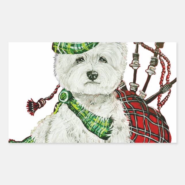 Pegatina Rectangular West Highland Terrier (Anverso)