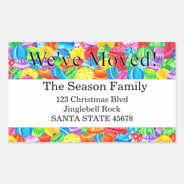 Pegatina Rectangular We've Moved  handpainted watercolor sticker (Anverso)