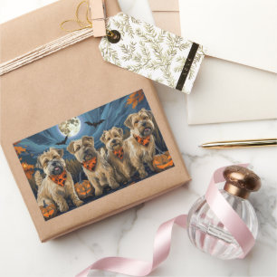 Pegatina Rectangular Wheaten Terrier Halloween Espeluznante