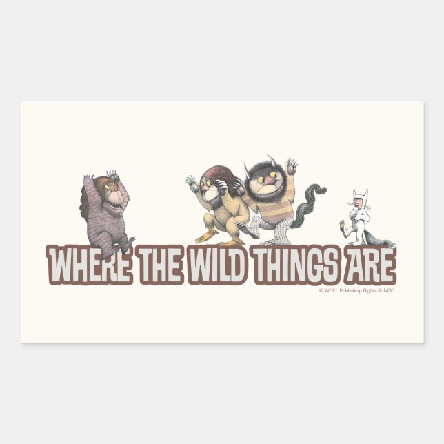 Pegatina Rectangular Where the Wild Things Are Characters on Logo (Anverso)