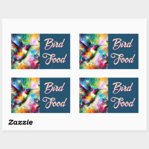 Pegatina Rectangular Whimsical Colorous Hummingbird Bird Personalizado
