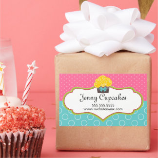 Pegatina Rectangular Whimsical Cupcake Bakery Box Seque