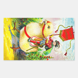 Pegatina Rectangular Whimsical Easter Greetings: Sobre el polluelo giga