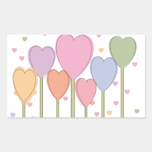 Pegatina Rectangular Whimsical Heart Lollipops