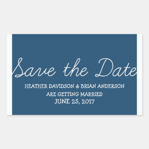Pegatina Rectangular Whimsy Save the Date Pegatinas, azul