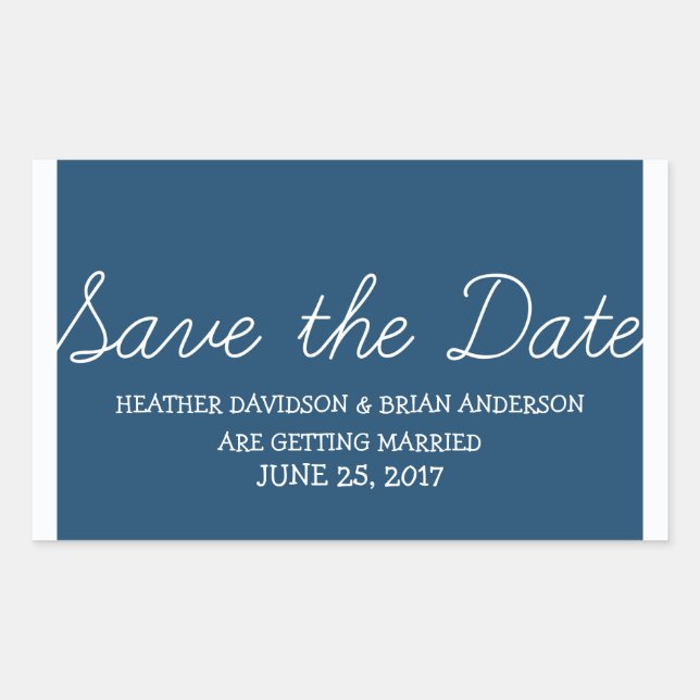 Pegatina Rectangular Whimsy Save the Date Pegatinas, azul (Anverso)