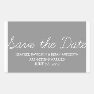 Pegatina Rectangular Whimsy Save the Date Pegatinas, Gray