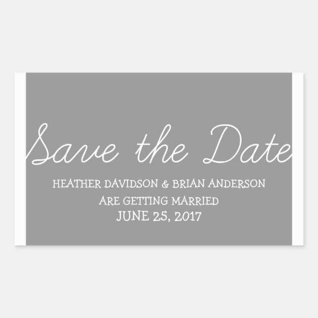 Pegatina Rectangular Whimsy Save the Date Pegatinas, Gray (Anverso)
