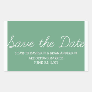 Pegatina Rectangular Whimsy Save the Date Pegatinas, Green