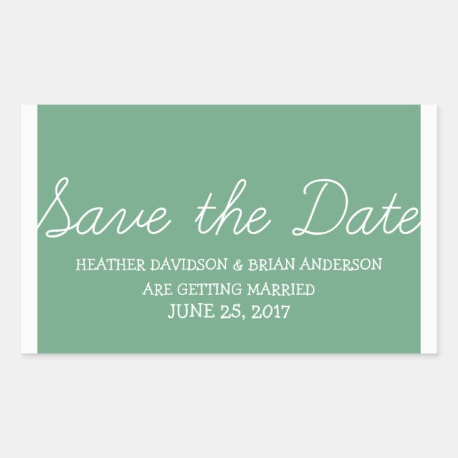Pegatina Rectangular Whimsy Save the Date Pegatinas, Green (Anverso)
