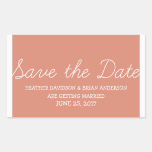Pegatina Rectangular Whimsy Save the Date Pegatinas, Naranja
