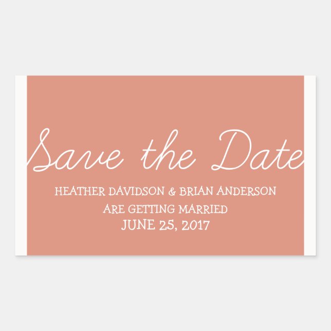 Pegatina Rectangular Whimsy Save the Date Pegatinas, Naranja (Anverso)