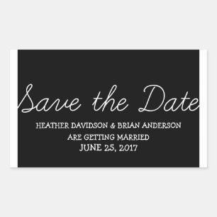 Pegatina Rectangular Whimsy Save the Date Pegatinas, negro