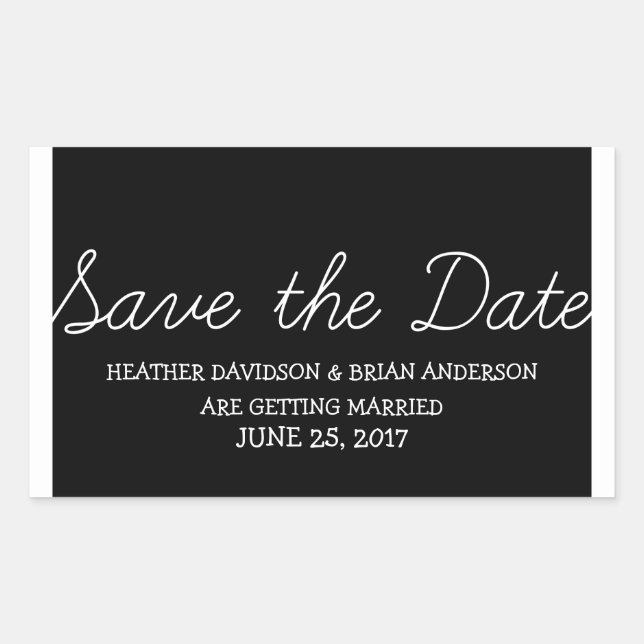 Pegatina Rectangular Whimsy Save the Date Pegatinas, negro (Anverso)