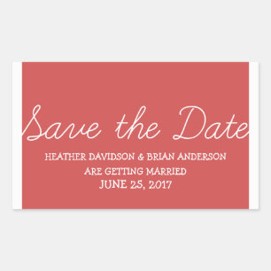 Pegatina Rectangular Whimsy Save the Date Pegatinas, Red