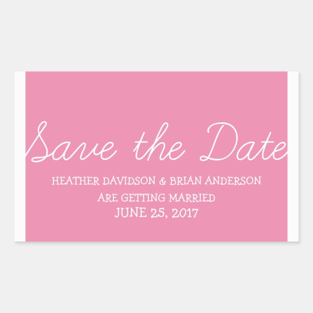 Pegatina Rectangular Whimsy Save the Date Pegatinas, rosa (Anverso)