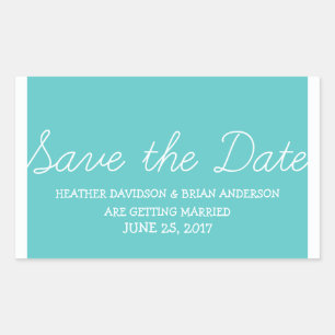 Pegatina Rectangular Whimsy Save the Date Pegatinas, turquesa