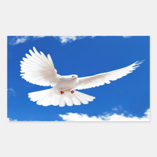 Pegatina Rectangular White Dove Bird Peace Love Flying Sky