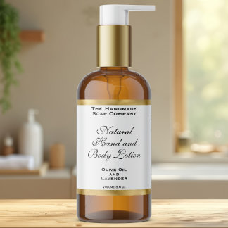 Pegatina Rectangular White & Gold Foil Cosmetics Bottle Label