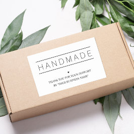 Pegatina Rectangular White Minimalist Handmade Artisan Gratitude