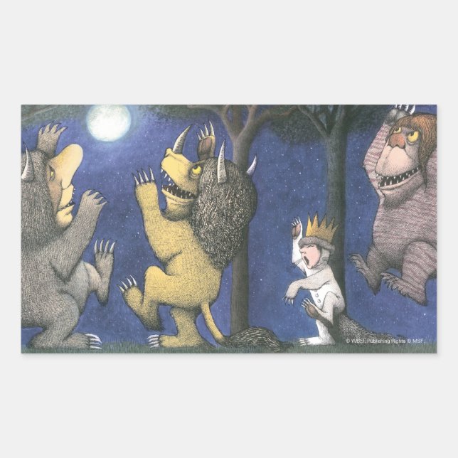 Pegatina Rectangular Wild Things and Max Dancing in Moonlight (Anverso)